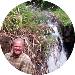 Brett by a waterfall in Mauritius!