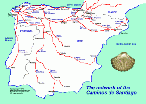 Map of the El Caminos de Santiago
