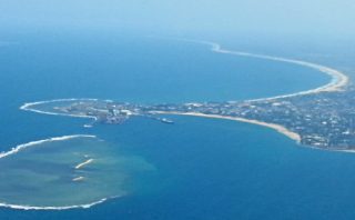 First view of Mauritius out the airplane window. Photo by Lori Fisher.