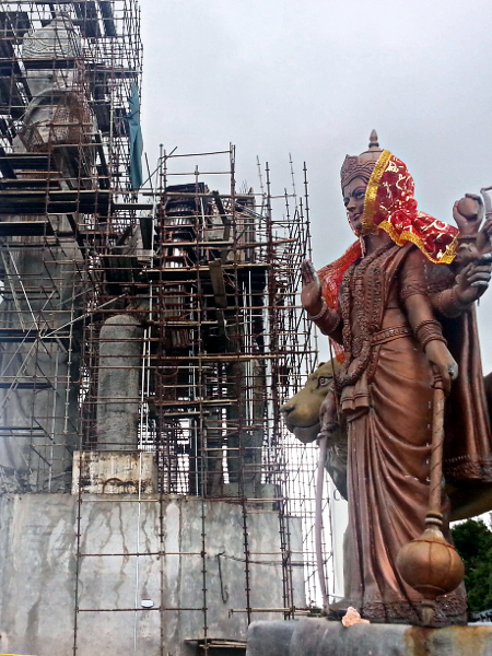 The Durga Maa statue under construction at Grand Bassin.